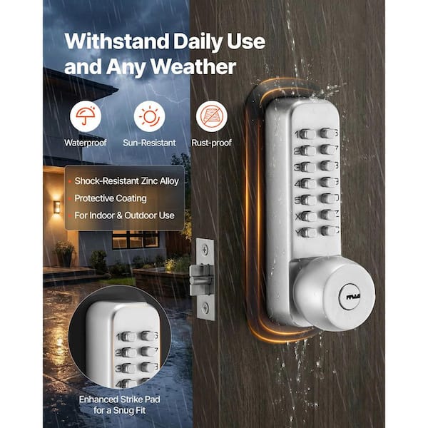 VEVOR Mechanical Keyless Entry Door Lock, 4-7 Digits Code, 2.0