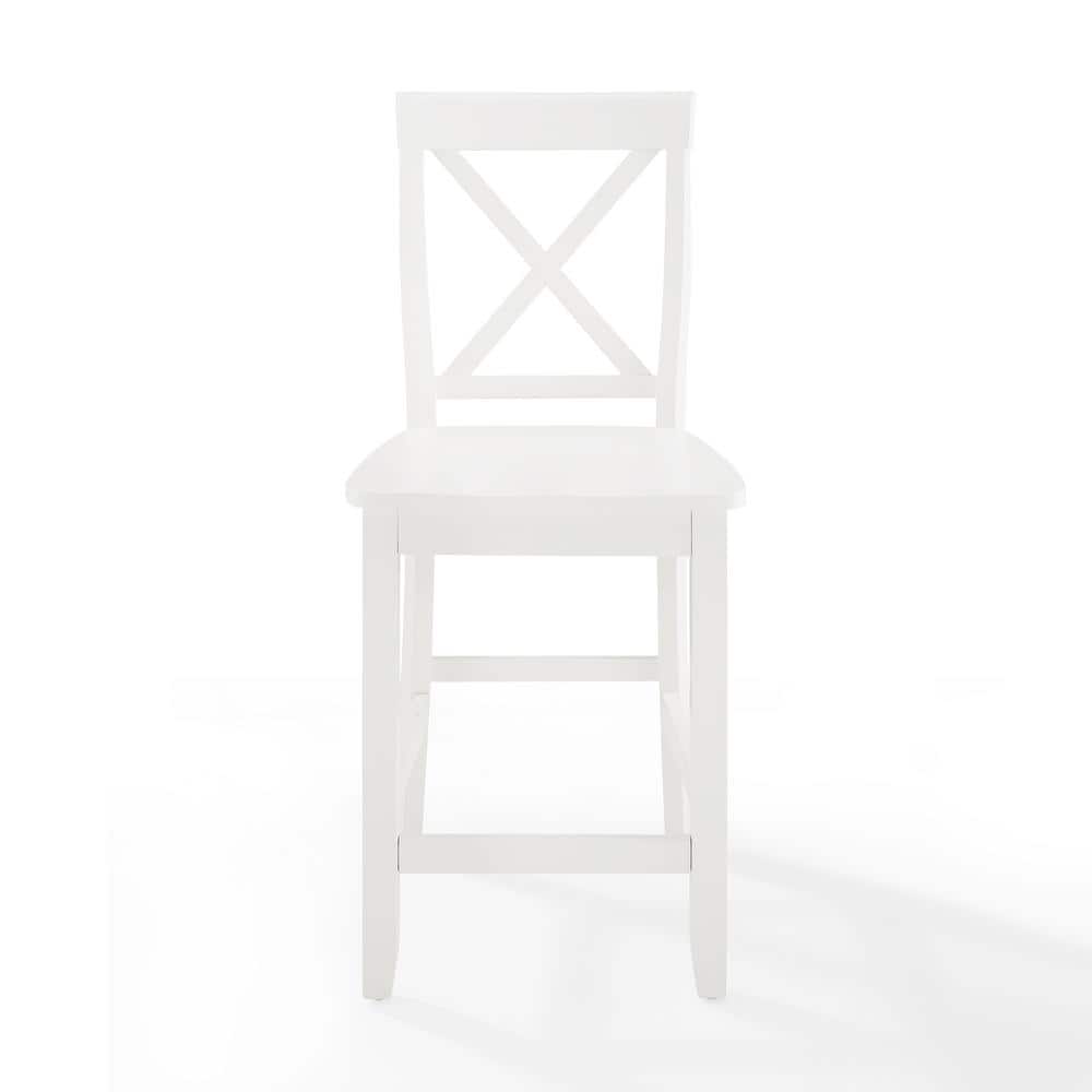 Classic White Solid Wood X-Back 24" Counter Stool Set