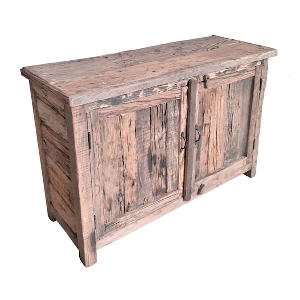 Benjara Brown Wood Top 15.5 in. Sideboard with 2 Doors