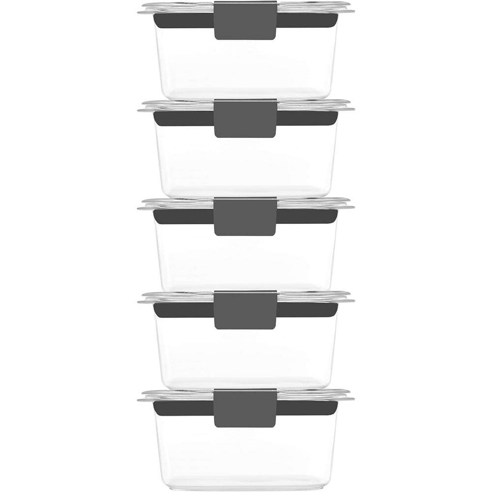 Set of 5 Clear Plastic Food Storage Containers with Lids 10 oz. Capacity fo