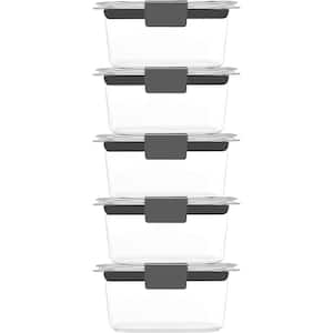 Set of 5 Clear Plastic Food Storage Containers with Lids & 10 oz. Capacity for Kitchen