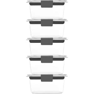 Set of 5 Clear Plastic Food Storage Containers with Lids 10 oz. Capacity for Kitchen