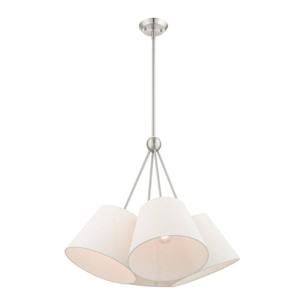 Prato Modern 4-Light Chandelier with Oatmeal Fabric Shade
