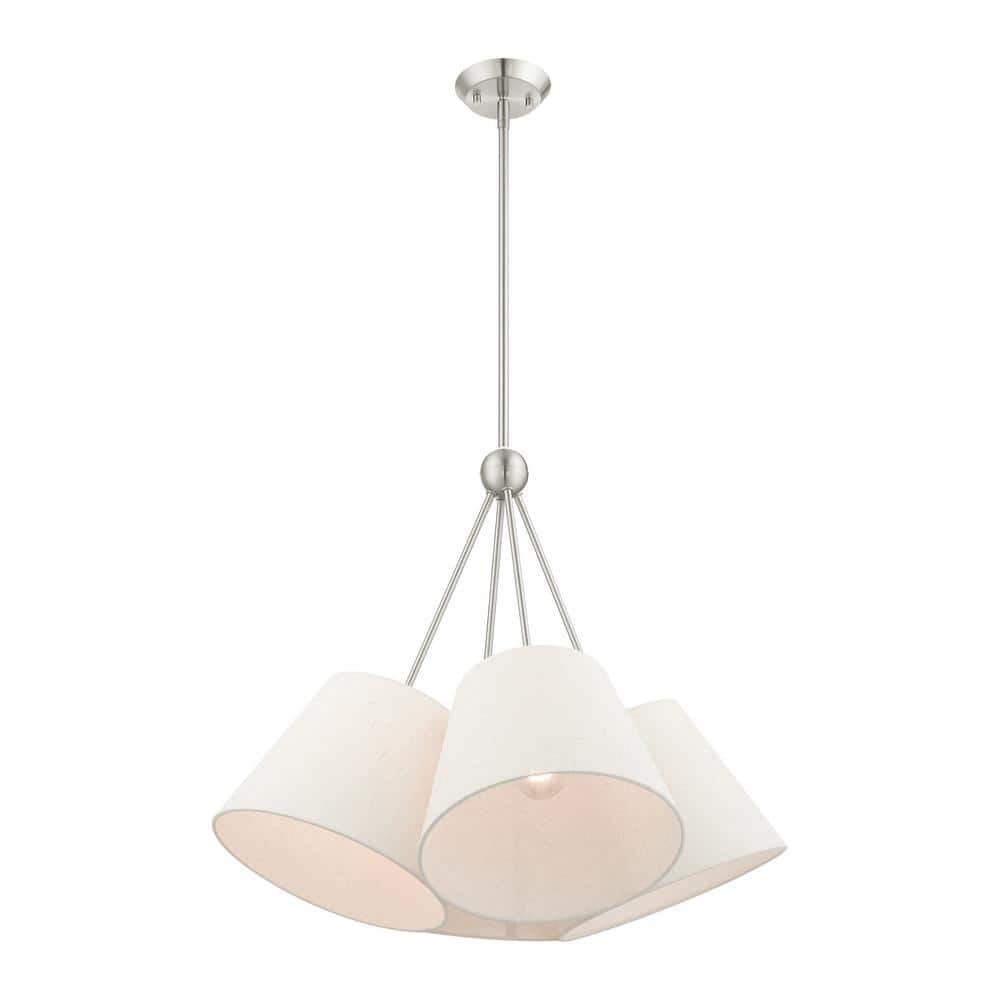 Prato Modern 4-Light Chandelier with Oatmeal Fabric Shade