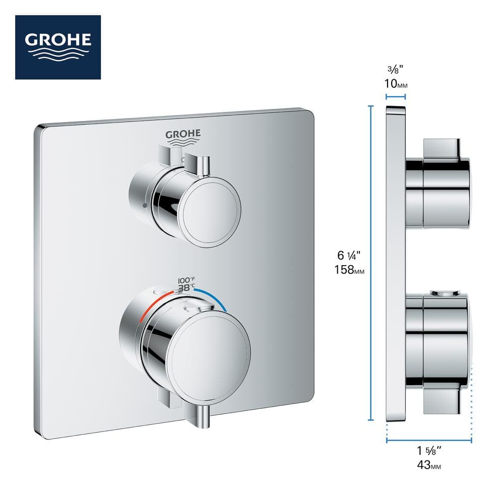 Matte Black Dual Function Thermostatic Valve Trim