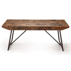 Walden 48 in. Brown/Black Large Rectangle Wood Coffee Table with Live Edge