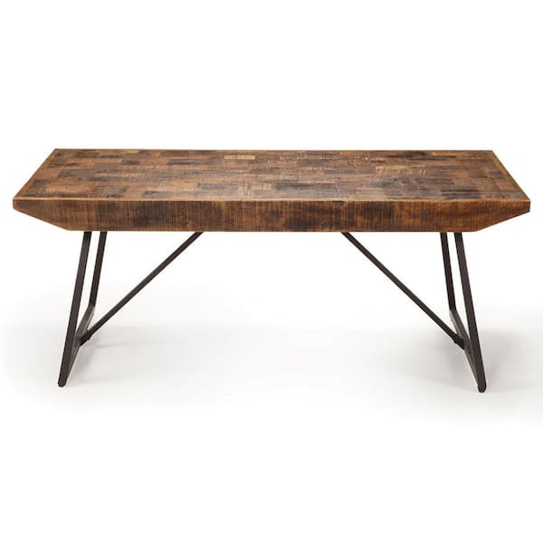 Steve Silver Walden 48 in. Brown/Black Large Rectangle Wood Coffee Table with Live Edge