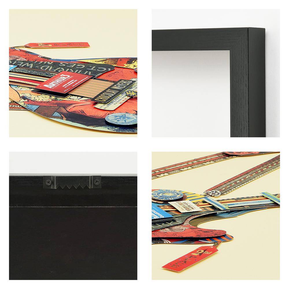 Electric Guitar Collage Art on Canvas with Black Frame