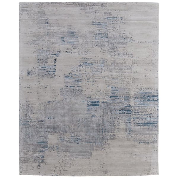 8 ft. x 10 ft. Gray, Taupe, Blue Abstract Area Rug