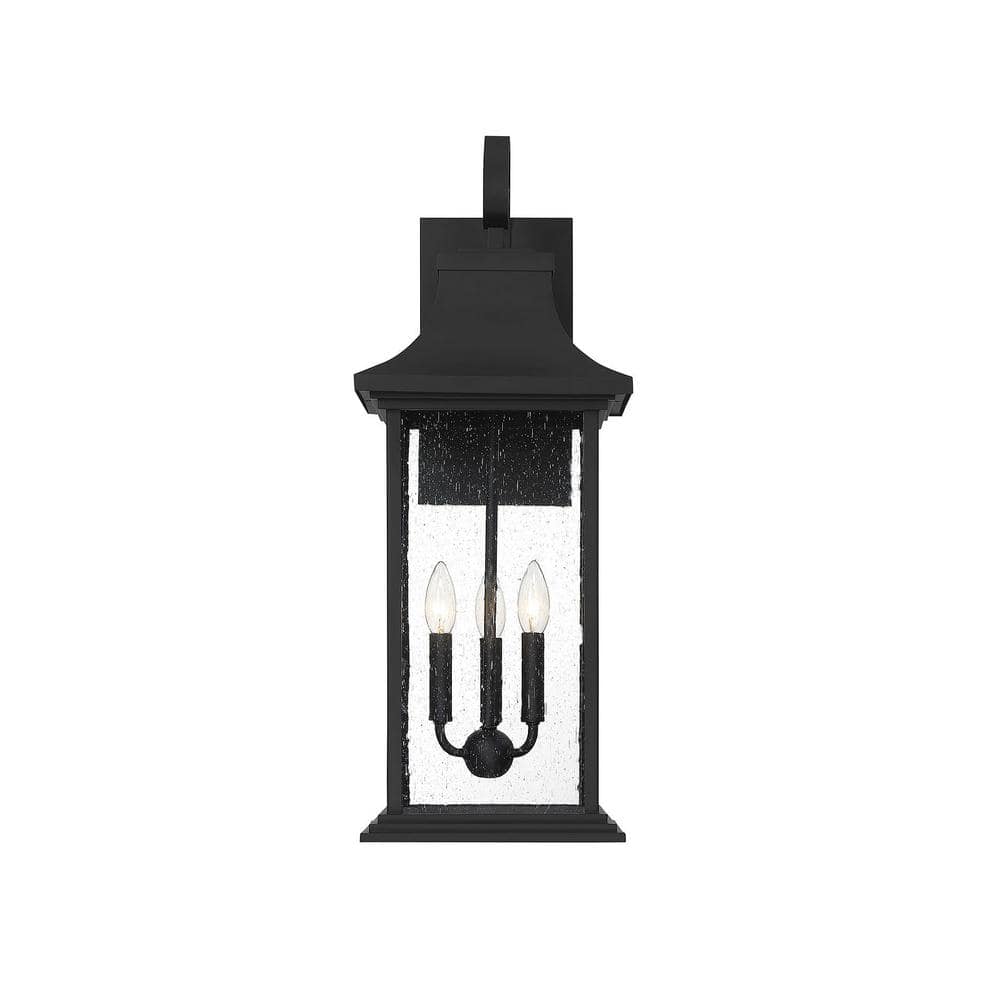 Matte Black Lantern 27.75" Outdoor Wall Sconce