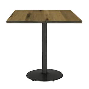 Urban Loft 36 in. Square Natural Solid Wood Bistro Table with Round Black Steel Frame (Seats 4)