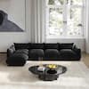 J&E Home 130.7 in. Square Arm 5-Piece Chenille Rectangle Modular Free Combination Sectional Sofa in Black with Ottoman JE-119BK4+1-A