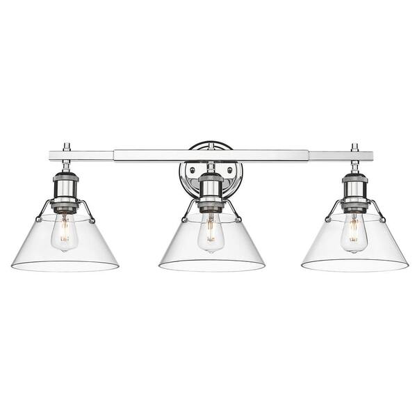 Golden Lighting - Orwell 27.25 in. 3-Light Chrome Vanity Light with Clear Glass Shade