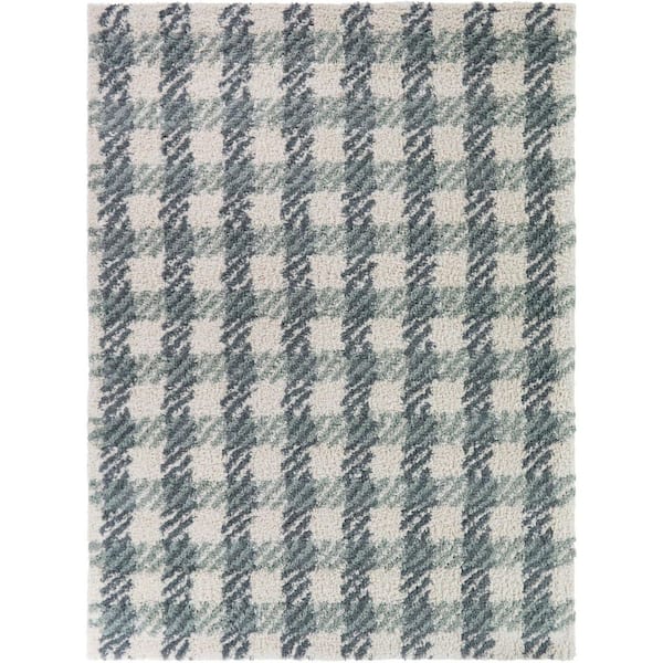 Halston Cream 5 ft. x 7 ft. Modern Plaid Area Rug