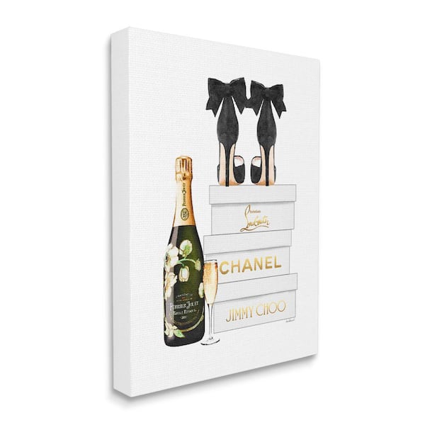 Framed Canvas Art (Champagne) - Rose Gold & Black Book Stack with Black Heel by Amanda Greenwood ( Fashion > Fashion Brands > Tiffany & Co. art) 