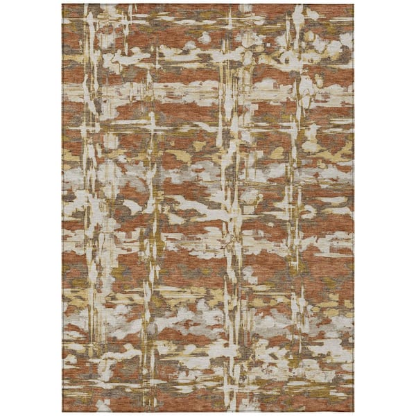 Chantille Machine Washable Indoor/Outdoor Abstract ACN2928 Paprika 5 ft. x 7 ft. 6 in. Area Rug