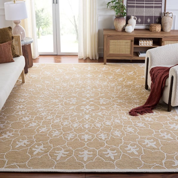 Metro 8 ft. x 10 ft. Gold/Ivory Medallion Area Rug
