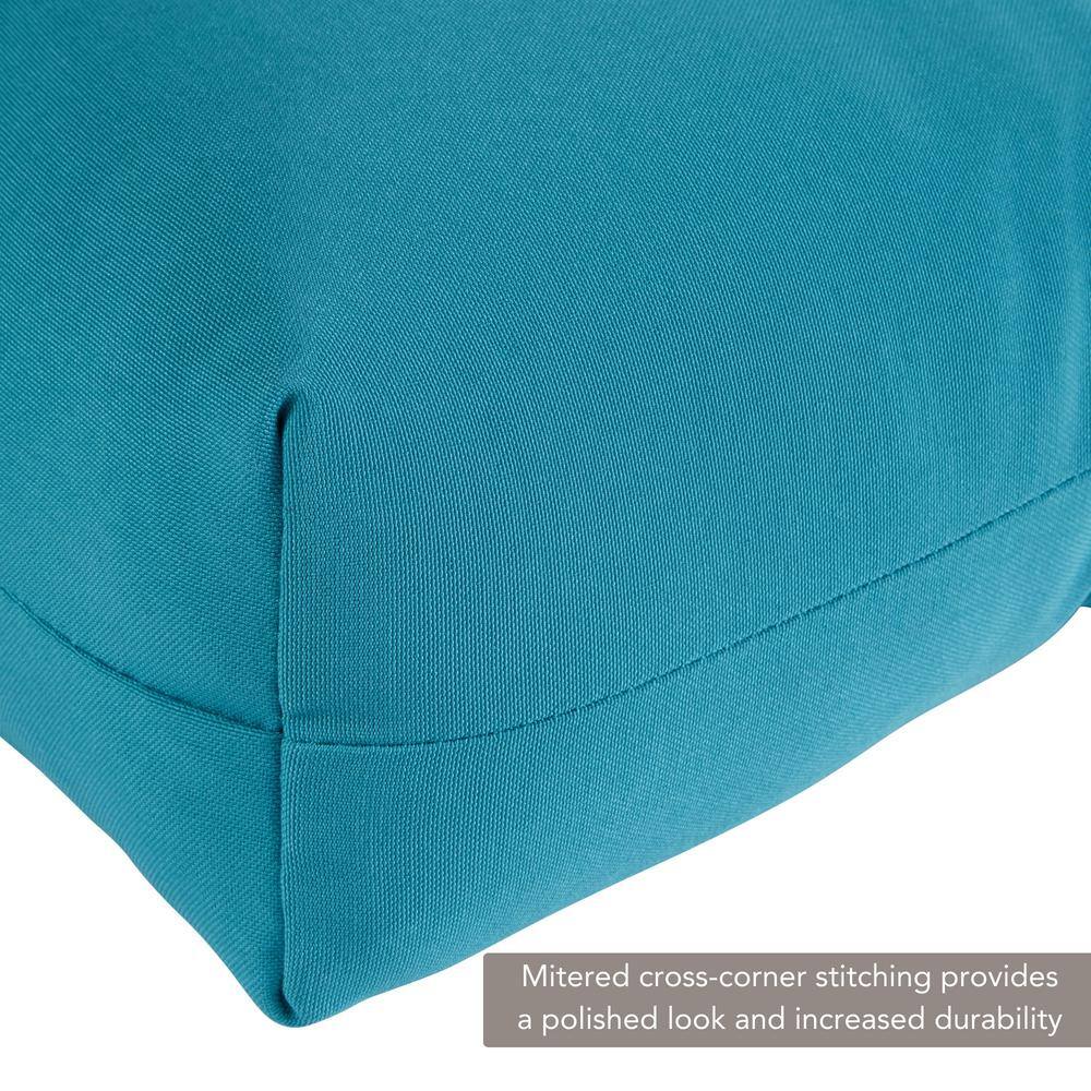Teal Polyester Outdoor Reversible Tufted Chair Cushion