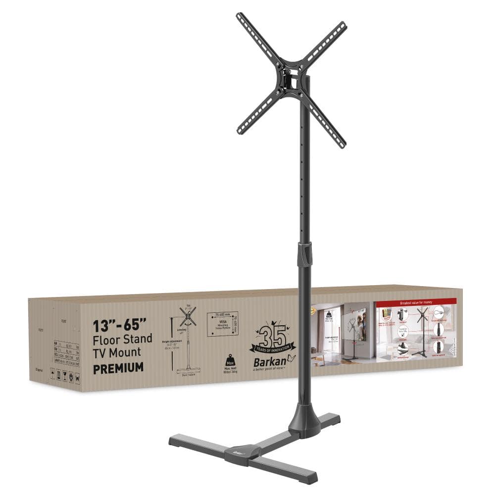 Barkan Black Adjustable Floor Stand TV Mount for 13-65 Inch Screens