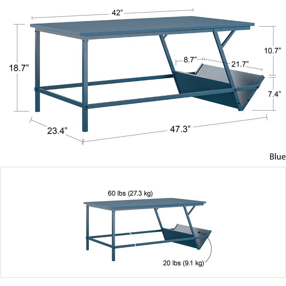 Bright Blue Mid-Century Modern Laminated Particleboard Coffee Table