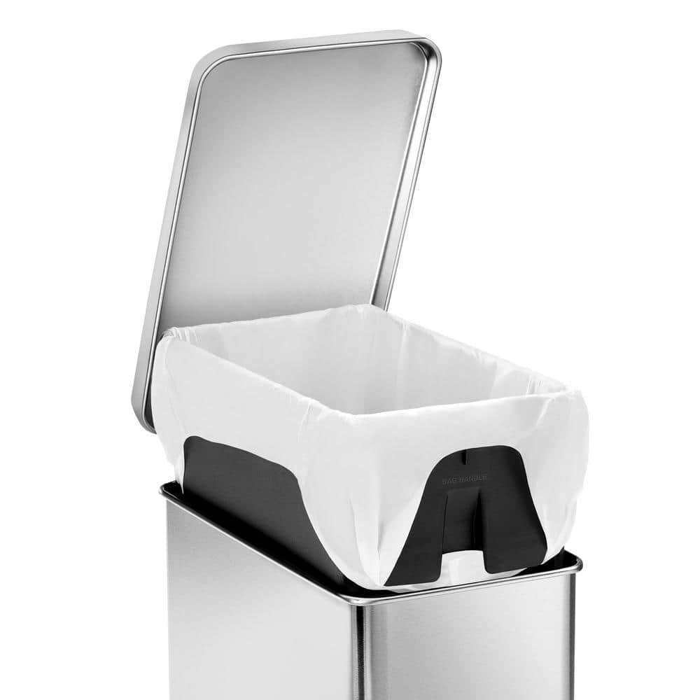 Slim Brushed Stainless Steel 2.6 Gallon Step Trash Can