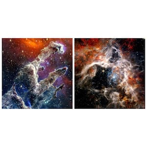 The Eagle and Tarantula Nebula Free Floating Reverse Unframed Printed Tempered Art Glass Wall Art 38 in. x 38 in.