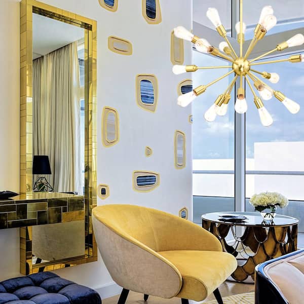 18-Light Indoor Sputnik Chandelier with Soft Gold