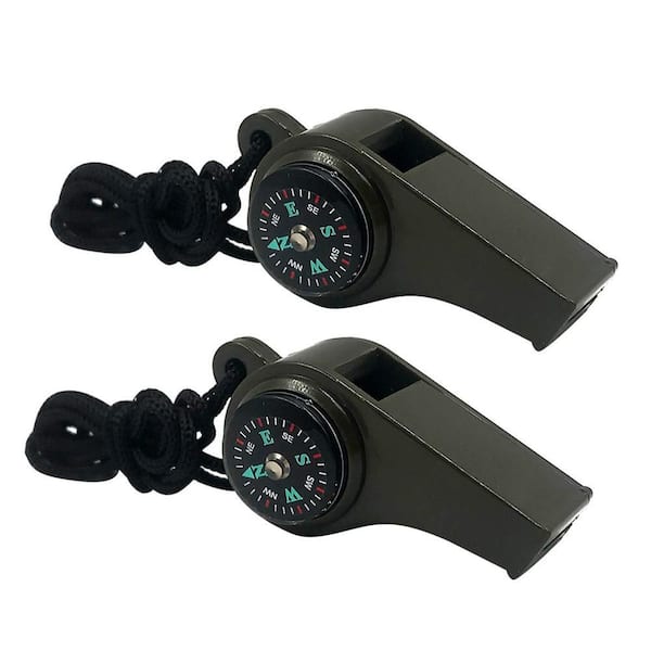 3-in-1 Survival Whistle with Compass and Thermometer for Outdoor Safety (2-Pack)