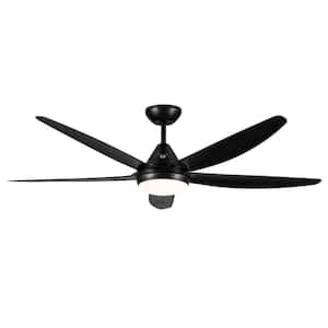 56 in. Integrated LED Indoor Black Ceiling Fan Lighting with 5 Black Blades
