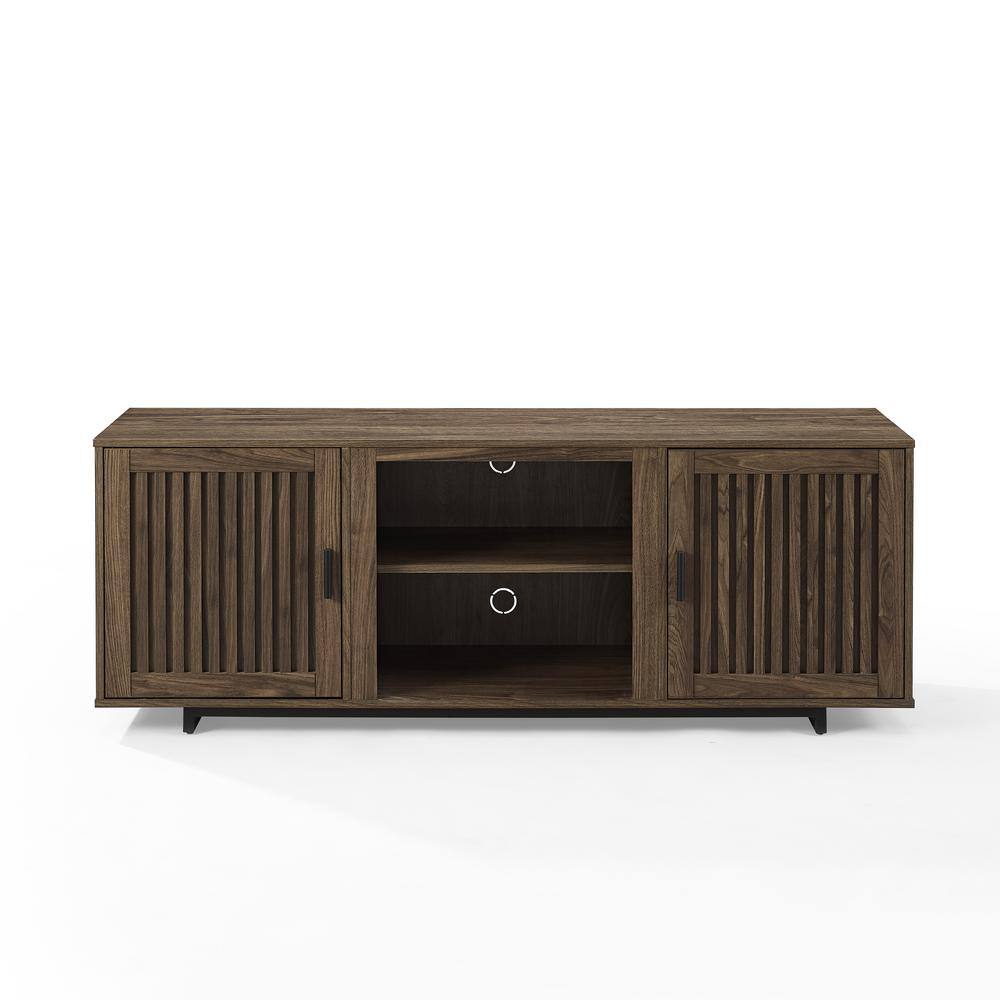 Silas 64" Black Mid-Century Modern TV Stand with Cabinet