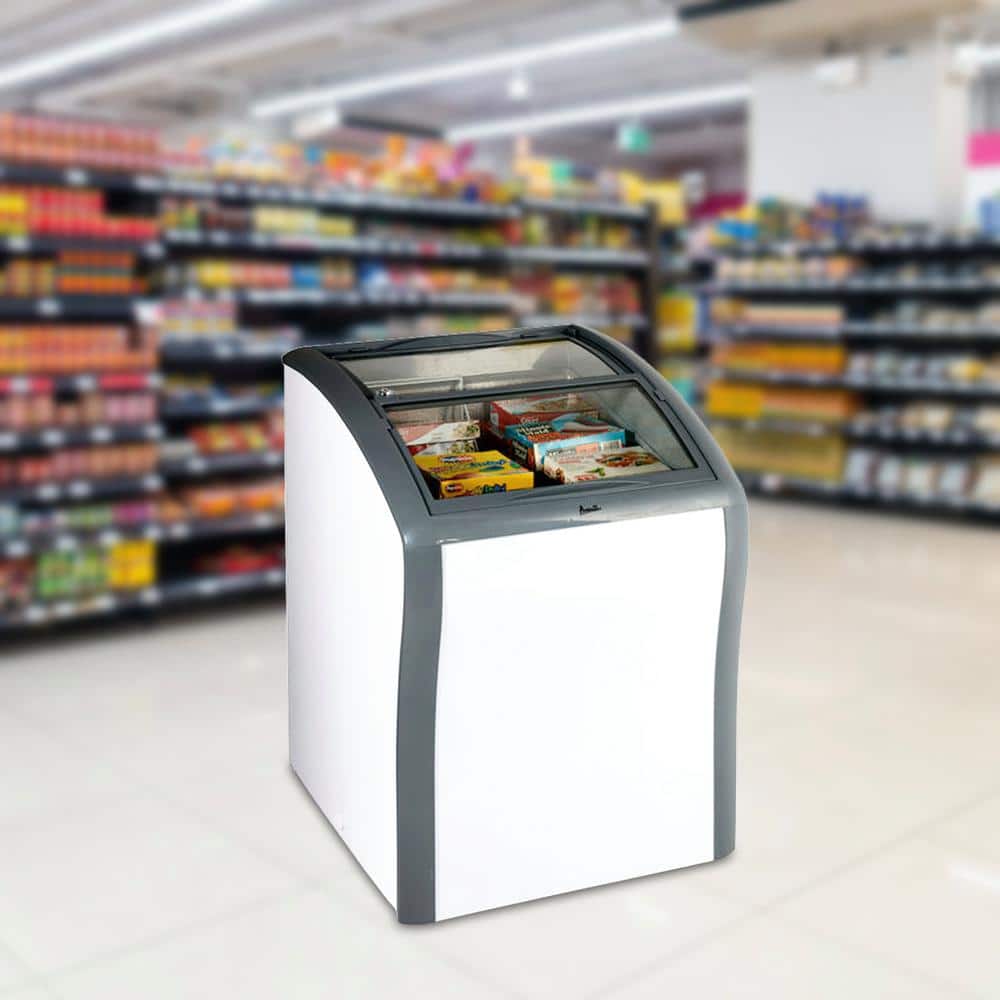 Compact White Glass Top Commercial Refrigerator Freezer