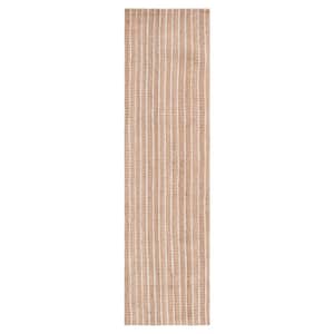 Natural Fiber Beige/Ivory 2 ft. x 9 ft. Woven Striped Runner Rug