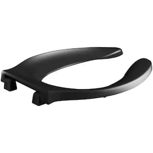 Stronghold Elongated Open Front Toilet Seat in Black Black
