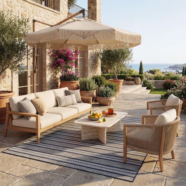 Nerelle Geometric Brown 6.7 X 9 ft. Outdoor Area Rug