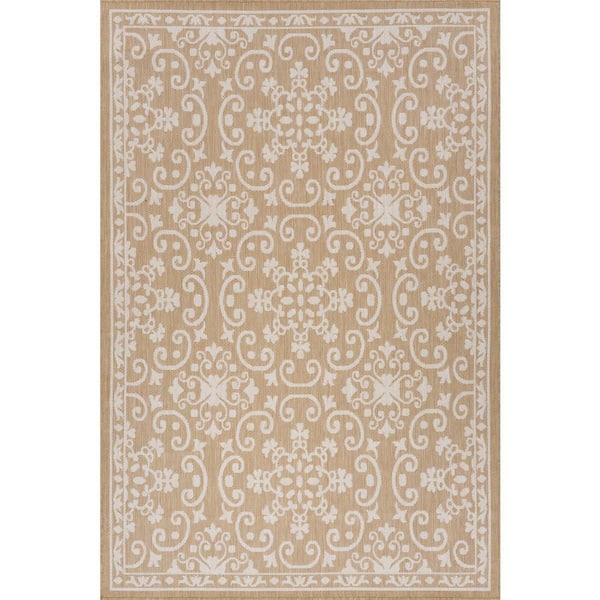 Sirelia Traditional Tan 5 ft. x 8 ft. Outdoor Area Rug