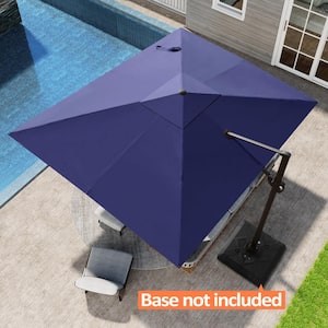 11 ft. x 9 ft. Rectangular Heavy-Duty 360-Degree Rotation Cantilever Patio Umbrella in Navy Blue