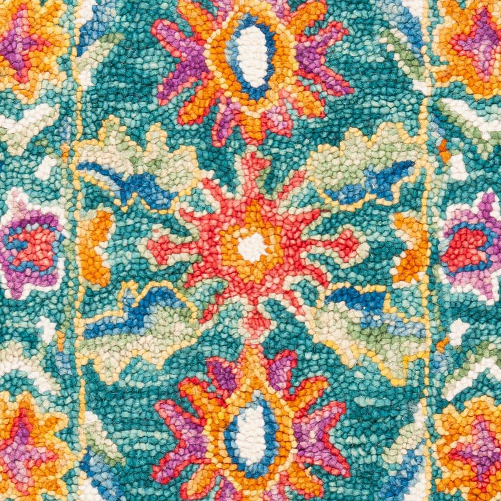 Handmade Blue Floral Wool Tufted Area Rug 2'3" x 5'
