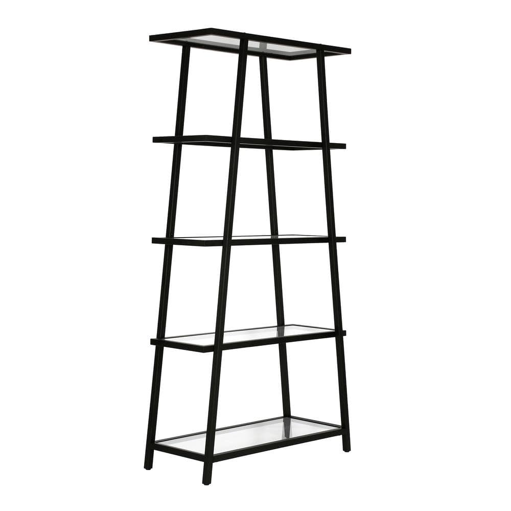 Modern 70'' Blackened Bronze Angled 4-Tier Bookcase
