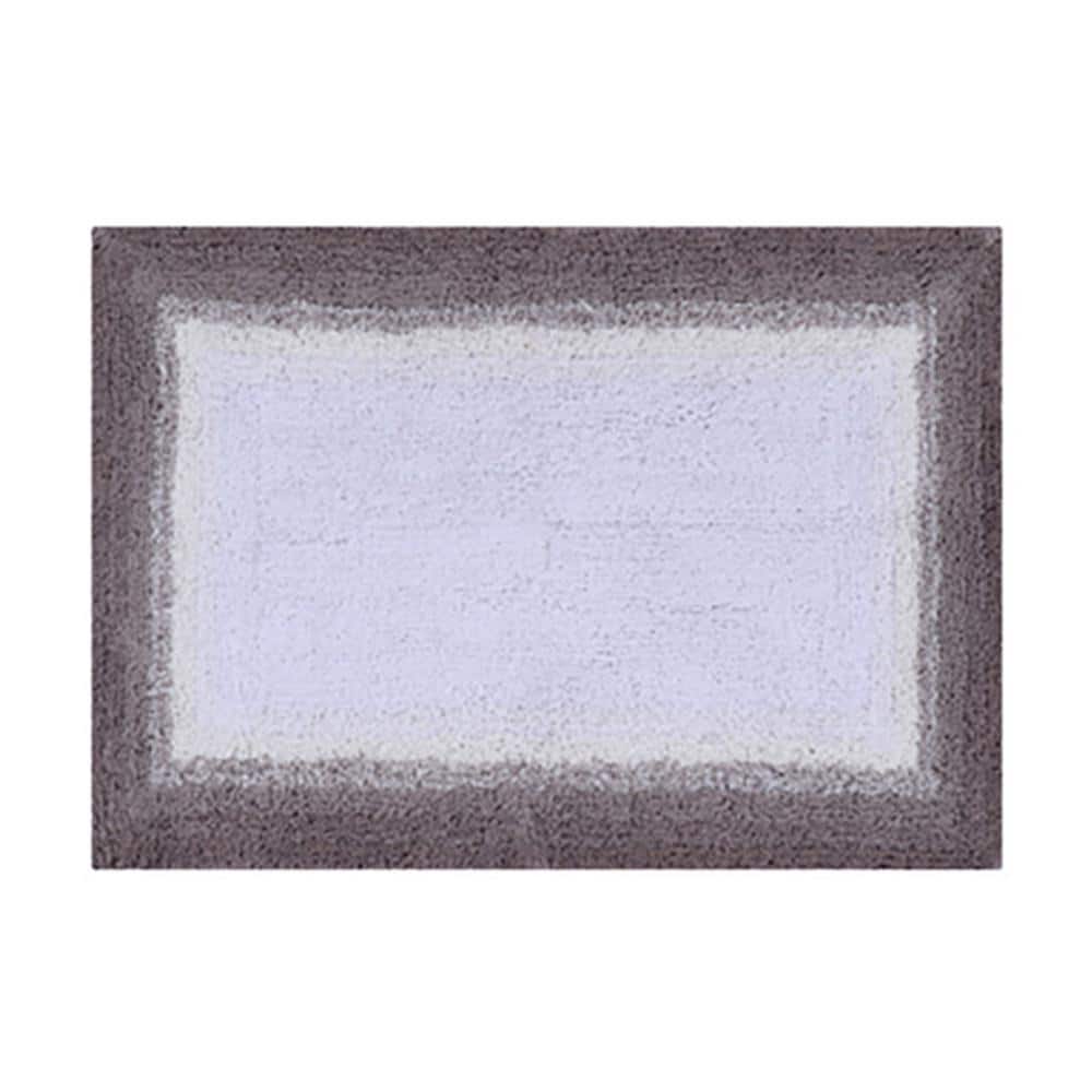 Beige and Gray Cotton Ombre Bathroom Rug Set