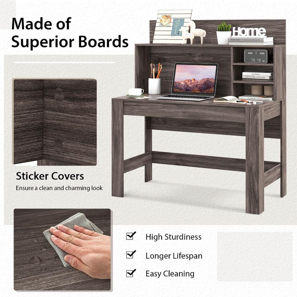 Close-up of wood texture and durability features on a desk.