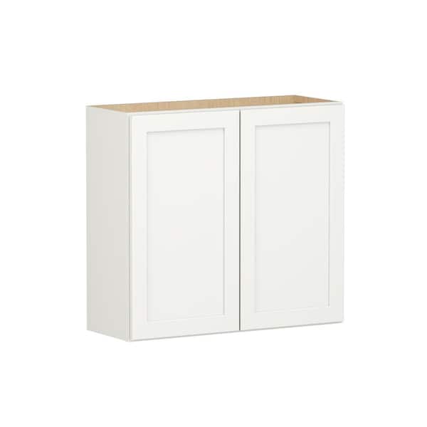 Shaker Full Overlay 33 in. W. x 12 in. D x 30 in. H Plywood Assembled Wall Kitchen Cabinet in Linen White