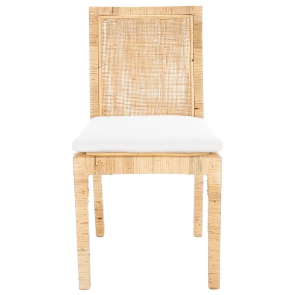 Tojo White/Natural 15.74 in. Rattan Dining Chair Set of 2