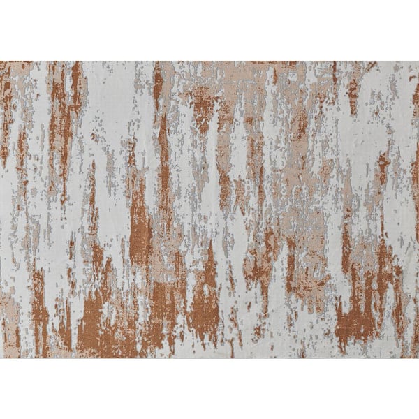 Amazing Rugs Zara Contemporary Rust 2 ft. x 3 ft. Washable Super Soft with Abstract Design Area Rug