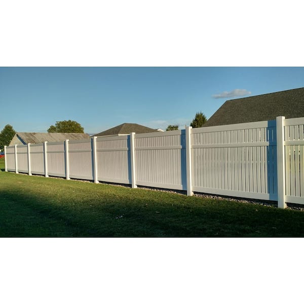 Weatherables 72 in. H x 132 ft. L Huntington White Vinyl Flat Top Complete Semi-Privacy Fence Project Pack