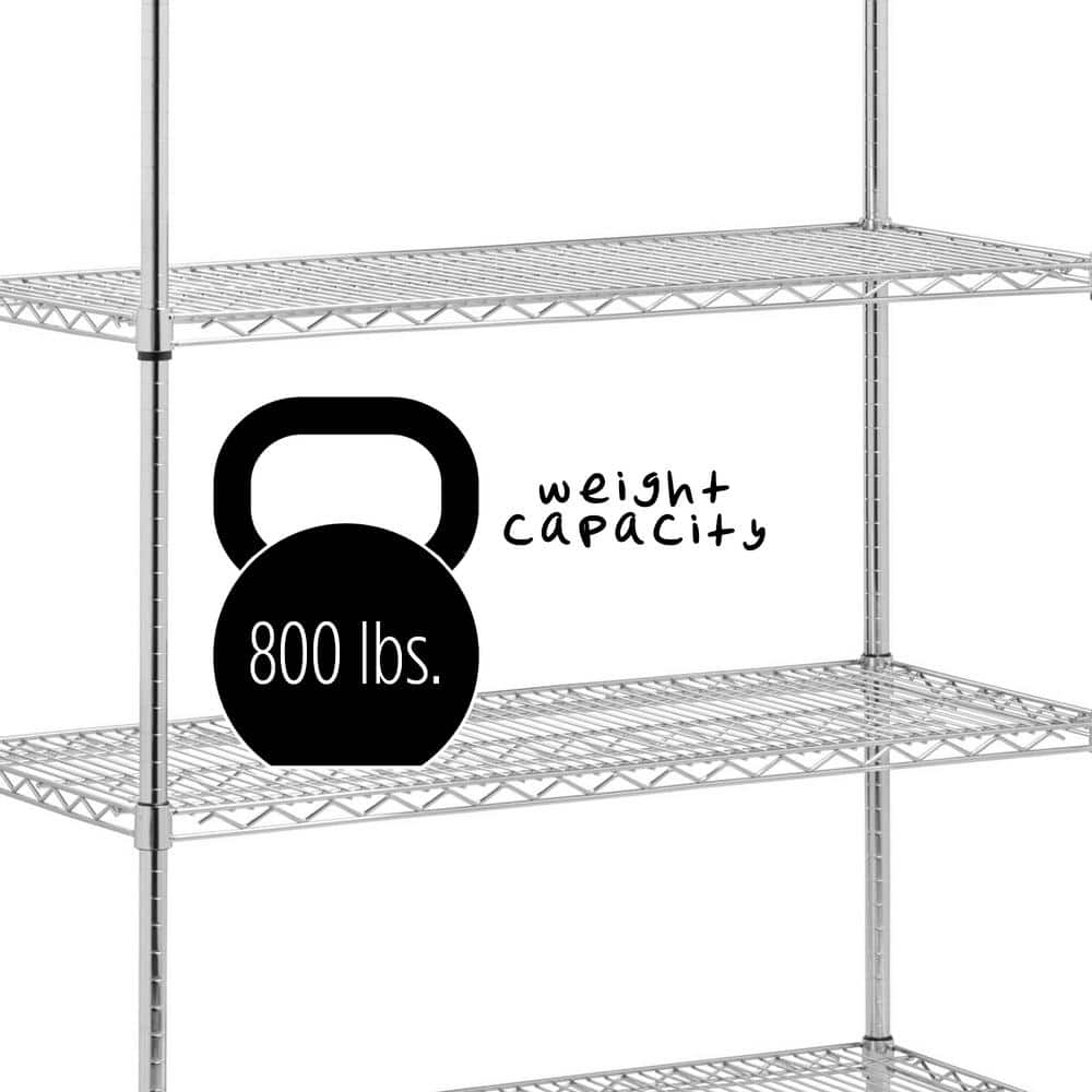 Chrome Heavy Duty Steel 5-Tier Adjustable Shelving Unit, 42'' W