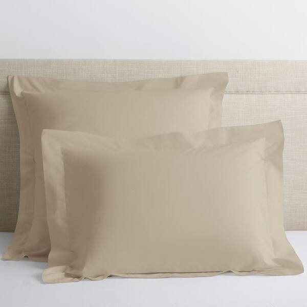 The Company Store Legends Hotel Organic Oat Solid 300-Thread Count Cotton Percale Single King Sham