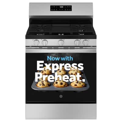 30 in. 5-Burners Free-Standing Gas Range in Stainless Steel with Crisp Mode