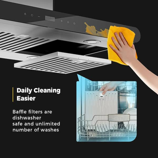 Household Range Hood 900mm Side Suction Stainless Steel Panel Hanging  Household Smoke Exhauster Kitchen Exhaust Hood