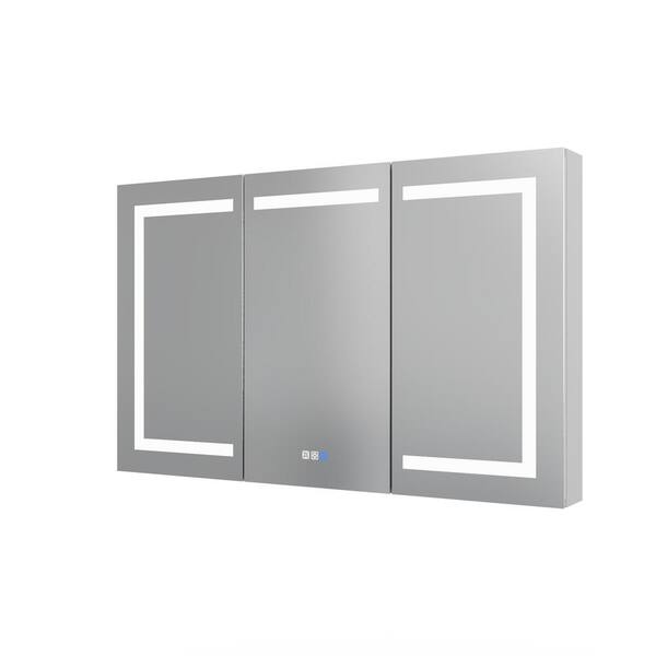 XUJMK Modern 48 in. W x 30 in. H Rectangular Aluminum Medicine Cabinet with Mirror for Bathroom