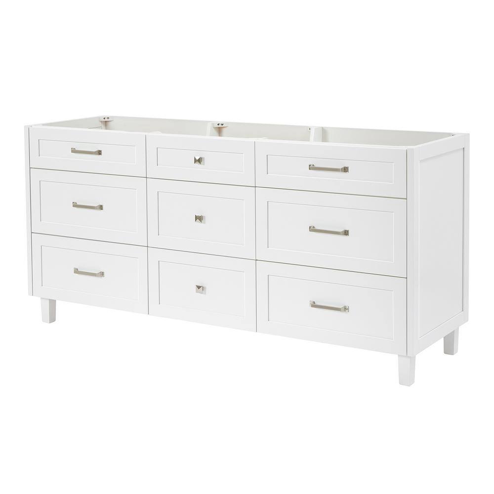 Monroe 72" White Solid Wood Double Freestanding Bathroom Vanity
